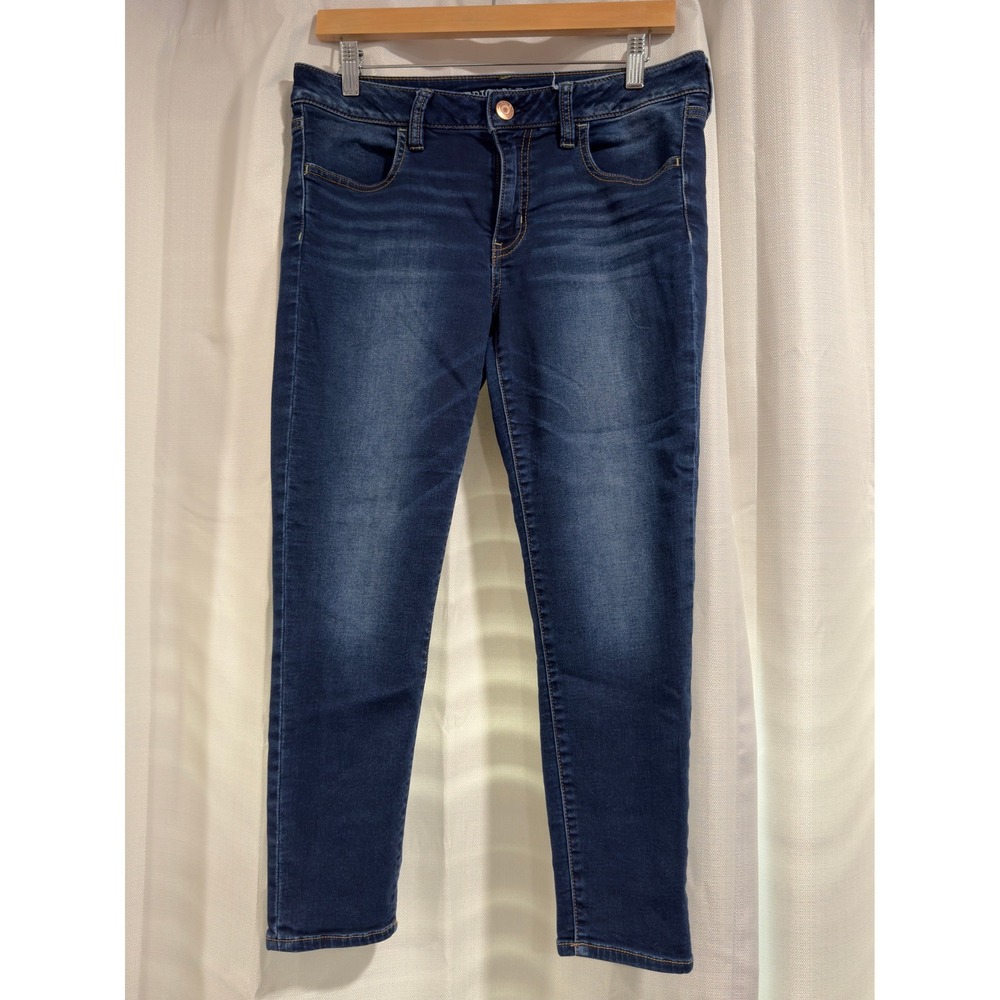 American Eagle Super Stretch Jegging Crop Jeans Blue Dark Wash Womens 8 Regular